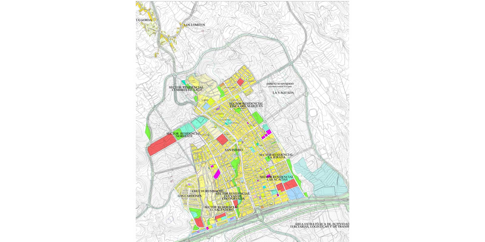 Plano de los proyectos de reparcelación de San Isidro