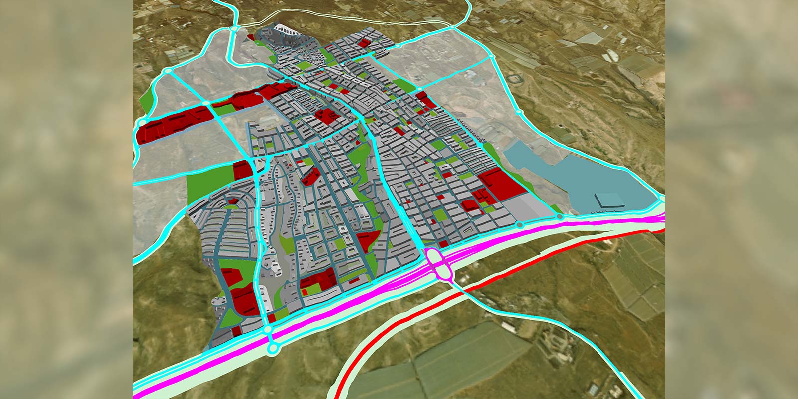 Ortofoto de San Isidro con simulación de reparcelación