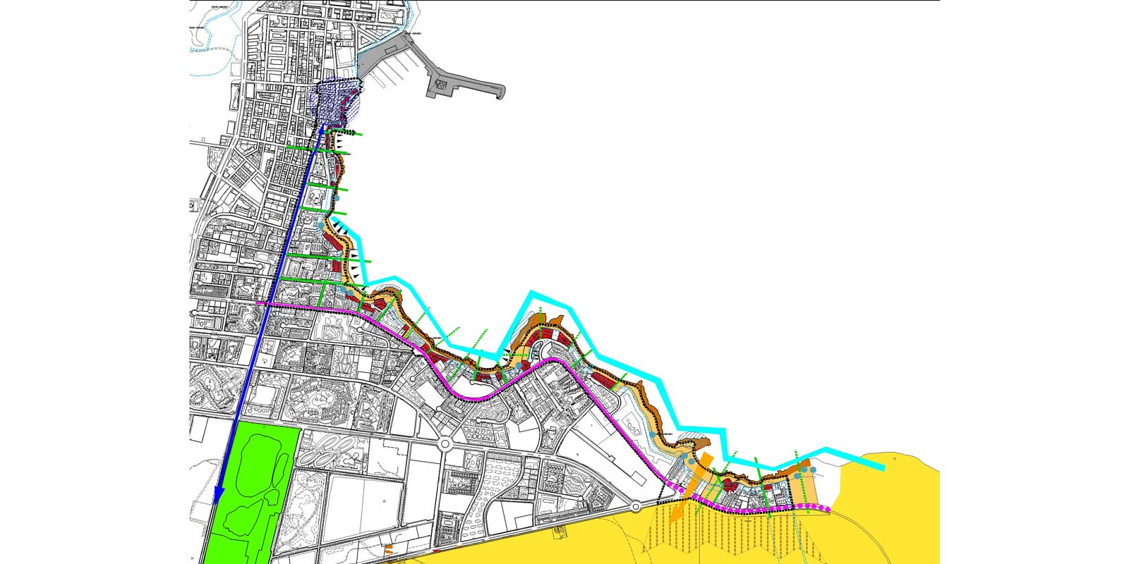 Plano de la intervención en el casco urbano de Corralejo mediante el proyecto Gesturis